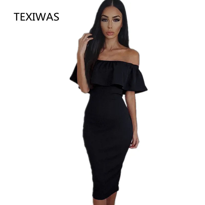 TEXIWAS 2017spring summer new fashion casual womendress off shoulder sexy Butterfly Sleeve high quality ladies Bifurcation dress | Женская