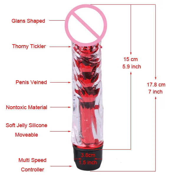 Мощный многоскоростной желеобразный фаллоимитатор вибратор 7 ''Прозрачный