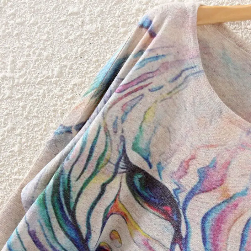 Женский трикотажный свитер с рукавами летучая мышь радужная Зебра зимний