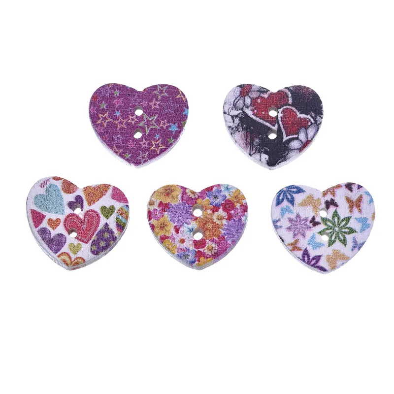 100 шт. аксессуары для шитья декоративные деревянные кнопки микс разноцветных