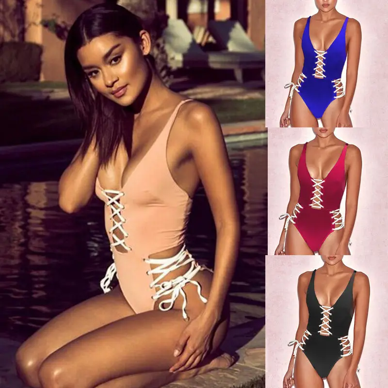 Женский 2017 сексуальный пляжный кружевной крючком Монокини купальник ретро