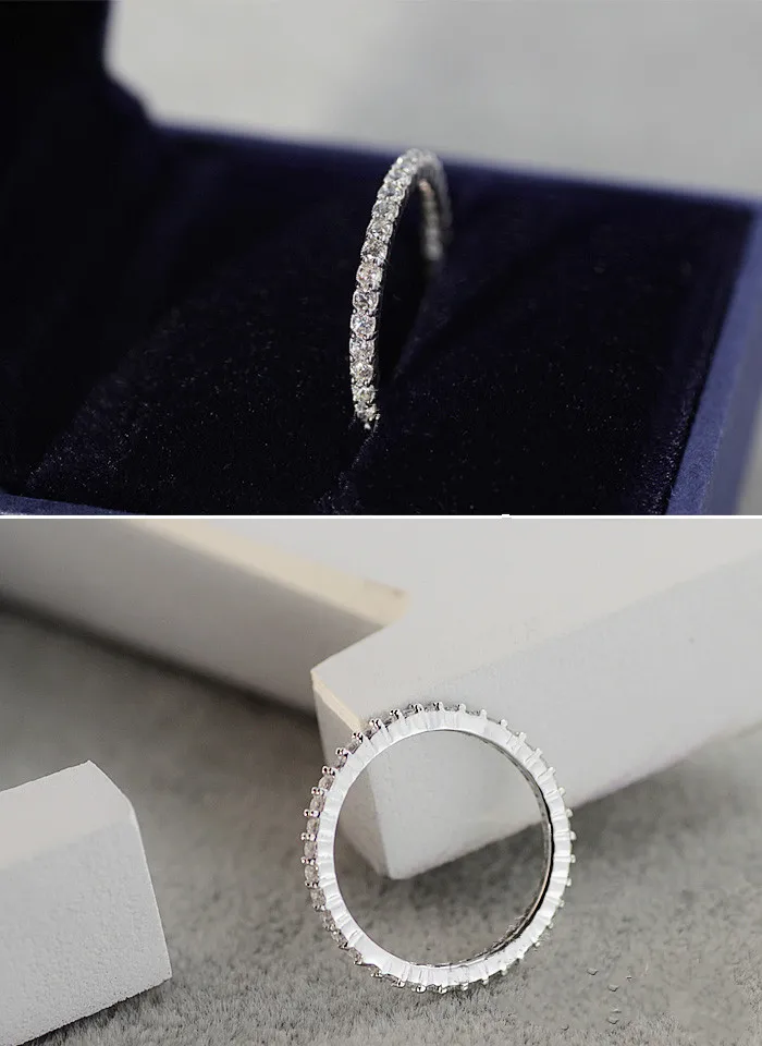 Бренд Eternity очаровательное кольцо из стерлингового серебра 18K с покрытием белого