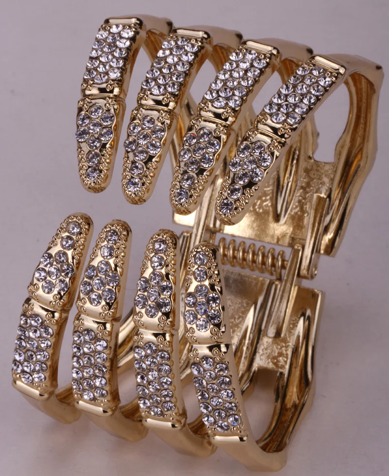 Skeleton hand bangle bracelet women biker jewelry W austrian crystal gold &amp silver color FT29 wholesale dropship | Украшения и
