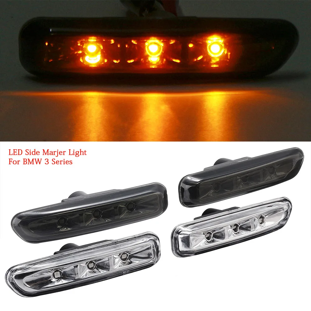 2 шт. прозрачные линзы светодиодные боковые габаритные огни для BMW 3 серии E46 4