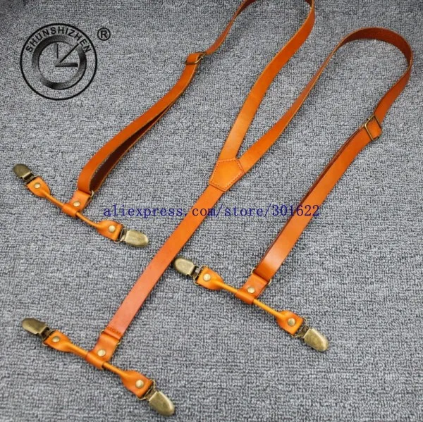 light brown Модный топ из зернистой кожи подтяжки коммерческий западный стиль брюки мужские подтяжки ремень - Цвет: light brown