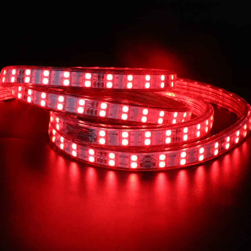 120 светодиодов/м 220 в 240 В RGB Светодиодная лента 5050 двухрядная теплая белая/RGB для