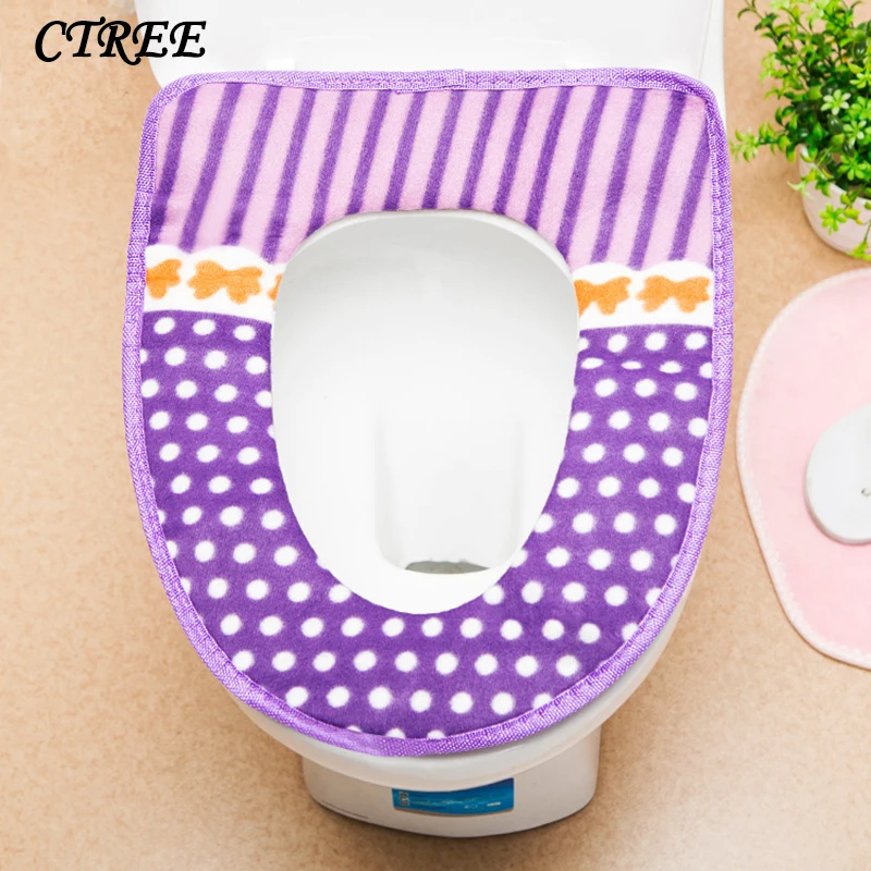

CTREE Padded Warm Toilet Pad Magic Paste Toilet Pad Coral Fleece Seat Bathroom Waterproof Cushion Bathroom Accessories C794