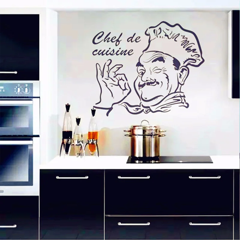 Фото Съемная декоративная наклейка Chef de Kitchen, наклейка на стену, наклейка для кухни, комнаты, украшение дома, настенный постер, настенное искусство №4