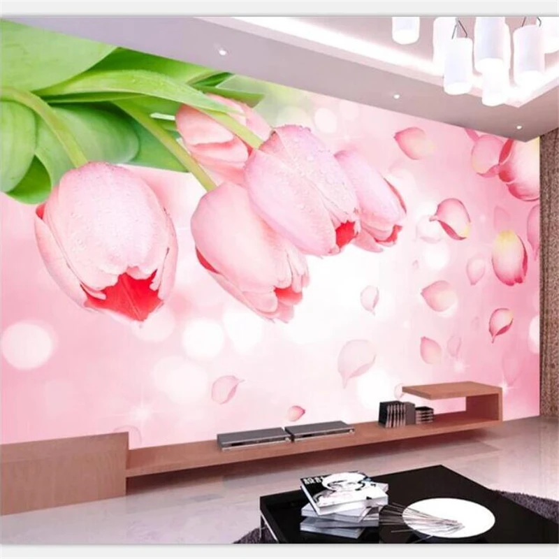 

beibehang Custom wallpaper large upscale romantic tulip background wall living room bedroom sofa TV decorative painting