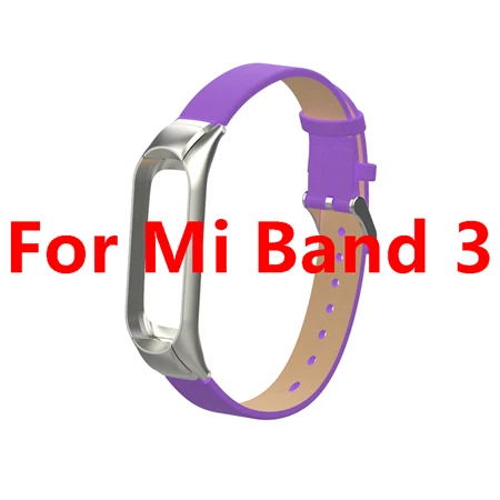 Purple For Mi 3 Кожаный ремешок mi Band 4 для Xiaomi mi Band 4 mi band 4 умный Браслет Анти-потеря спортивный браслет mi Band 3 ремешок умные аксессуары - Цвет: Purple For Mi 3