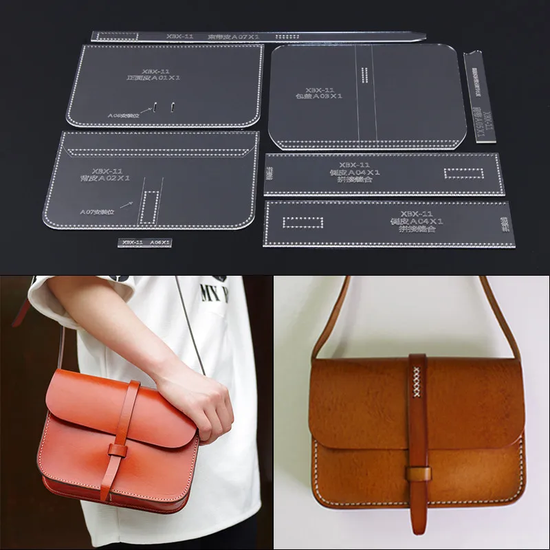 

1set Shoulder Bag Women Handbag Template Clear Acrylic Leather Pattern DIY Hobby Leathercraft Sewing pattern stencils