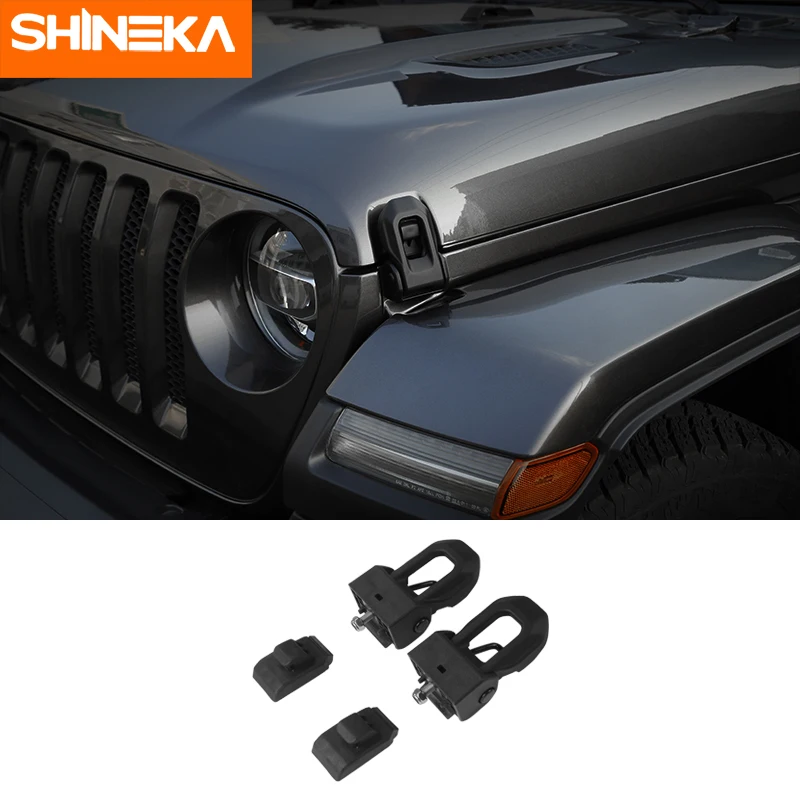 

SHINEKA Engine Bonnets for Jeep Wrangler jl Hood Latch 2018 ABS Engine Lower Hood Latch+Upper Hood Catch Bracket for Jeep JL