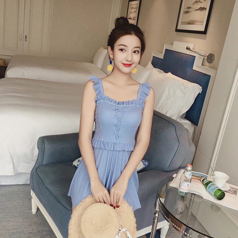 Полосатый Цельный купальник пляжная одежда Пуш-Ап Купальник Плюс Размер