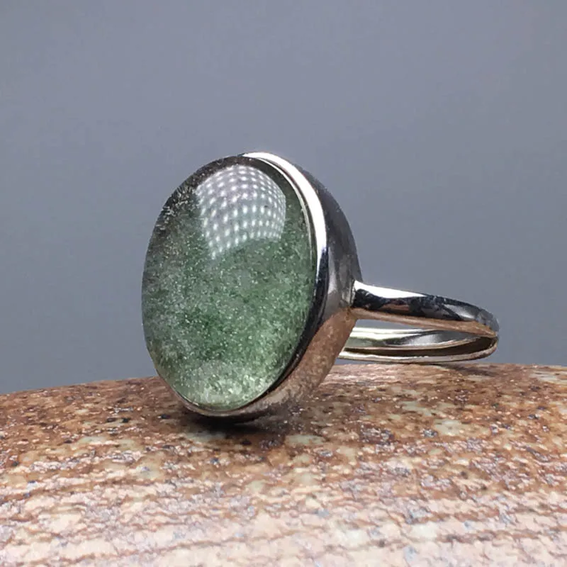 CSJ Natural Green Phantom Crystal Rings 925 Sterling Silver Guest Quartz Chorite Fine Jewelry Wedding Engagment for Women Lady | Украшения