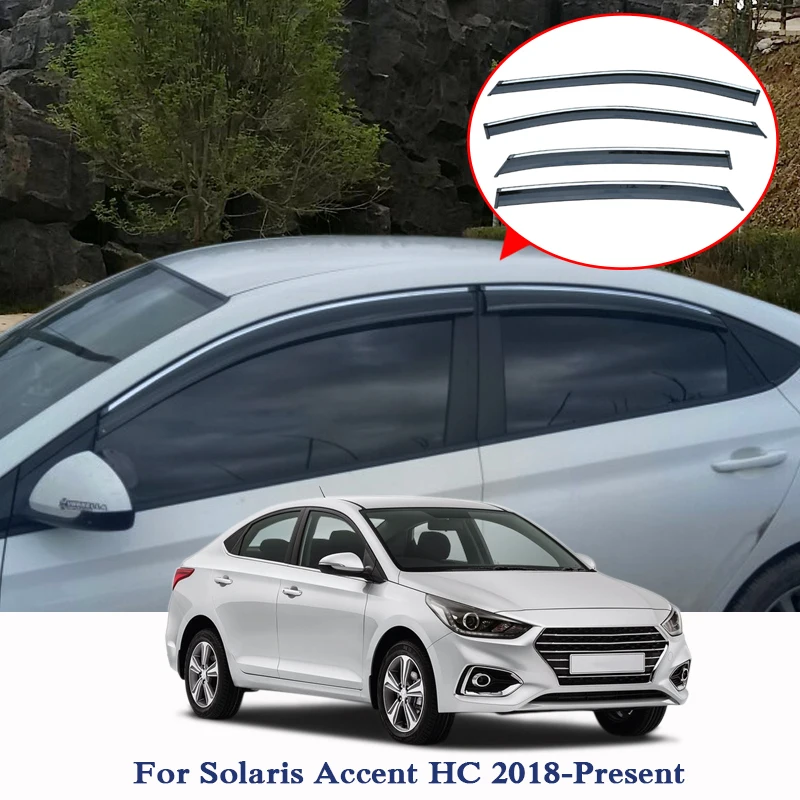 

For Hyundai Solaris Accent HC 2019 Car Styling Awnings Shelters 4pcs/lot Window Visors Sun Rain Shield window Stickers Covers