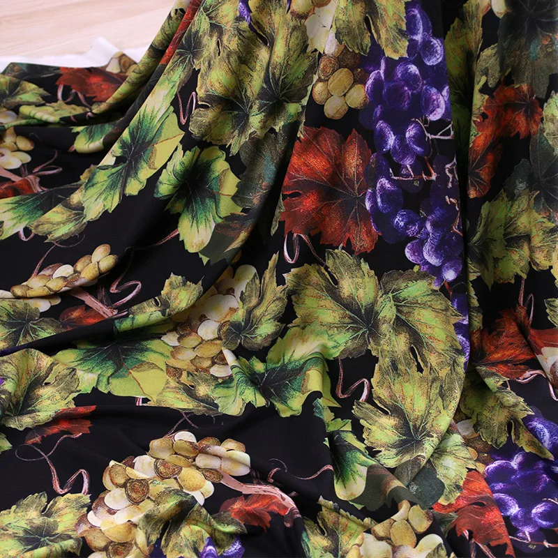 Autumn summer dress soft Cady fabric Purple grape printed color polyester hang tissu women holiday DIY clothing | Дом и сад