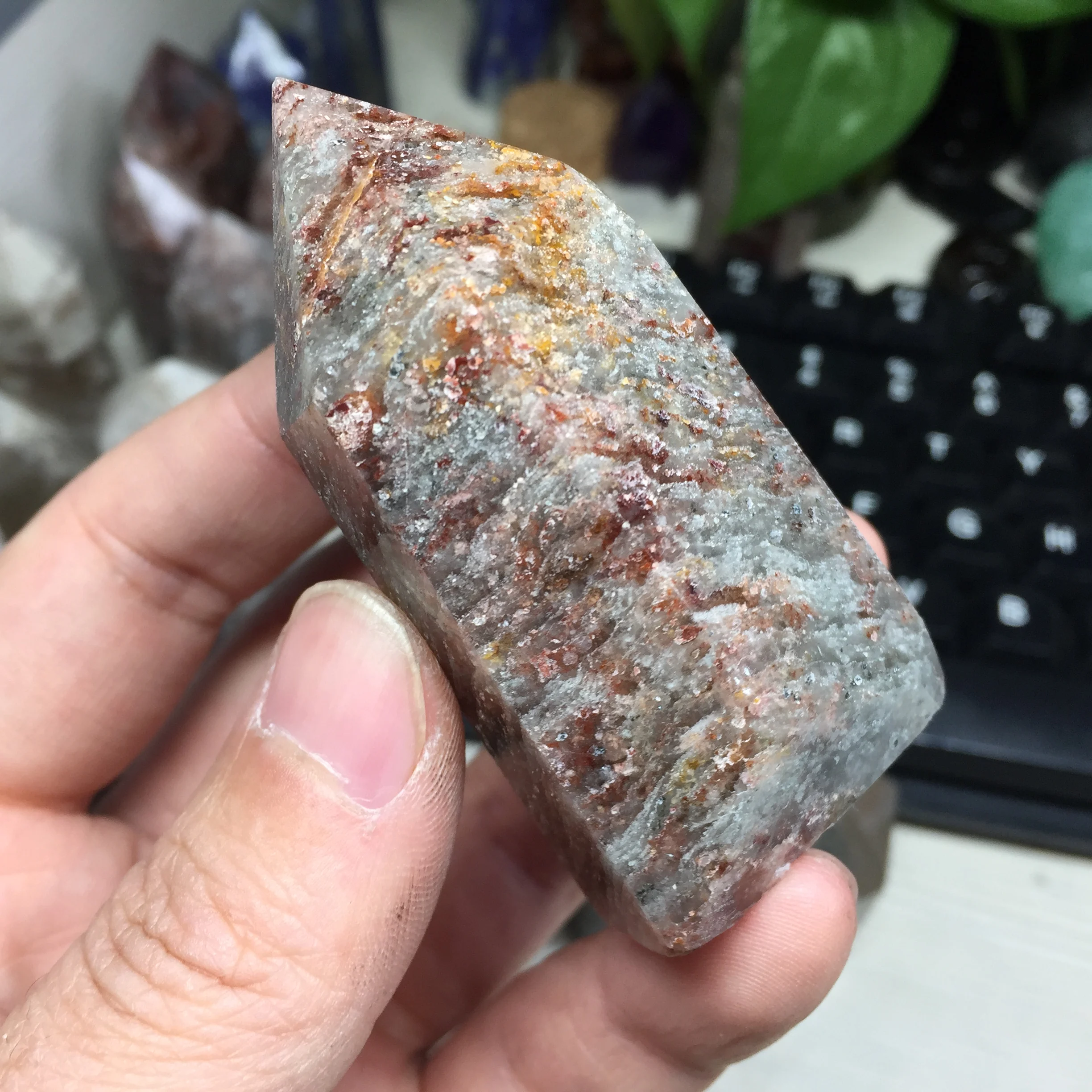 102 г натуральный исцеляющий Phantom Quartz Crystal Wand Clear Hierarchy Details Decoration Stone # BH1189|Камни| |