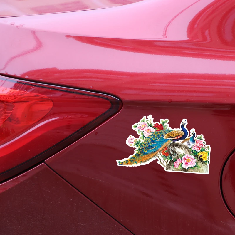 YJZT 17*10CM Coolest Colored Peacock Decor Car Sticker Graphic Accessories Personalized 11A0007 | Автомобили и мотоциклы