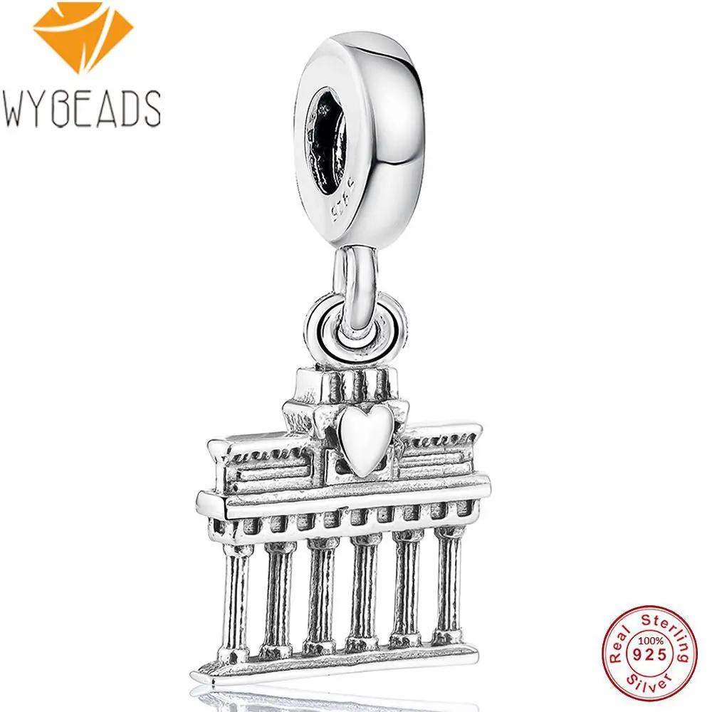 Wybeads 925 стерлингового серебра Бранденбургские ворота Кулон Мода Европейский Шарм