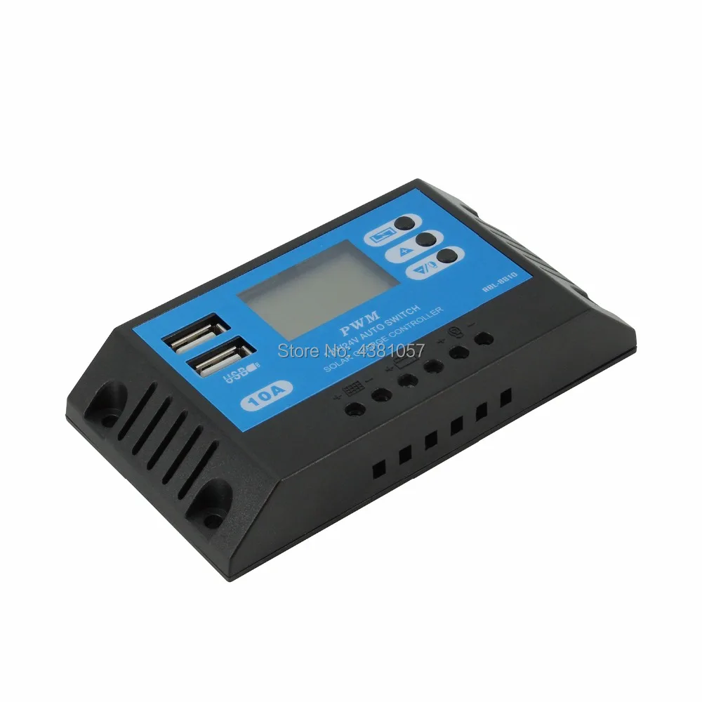 Солнечный контроллер заряда 10A PWM 12V 24V Авто lcd солнечное зарядное устройство с