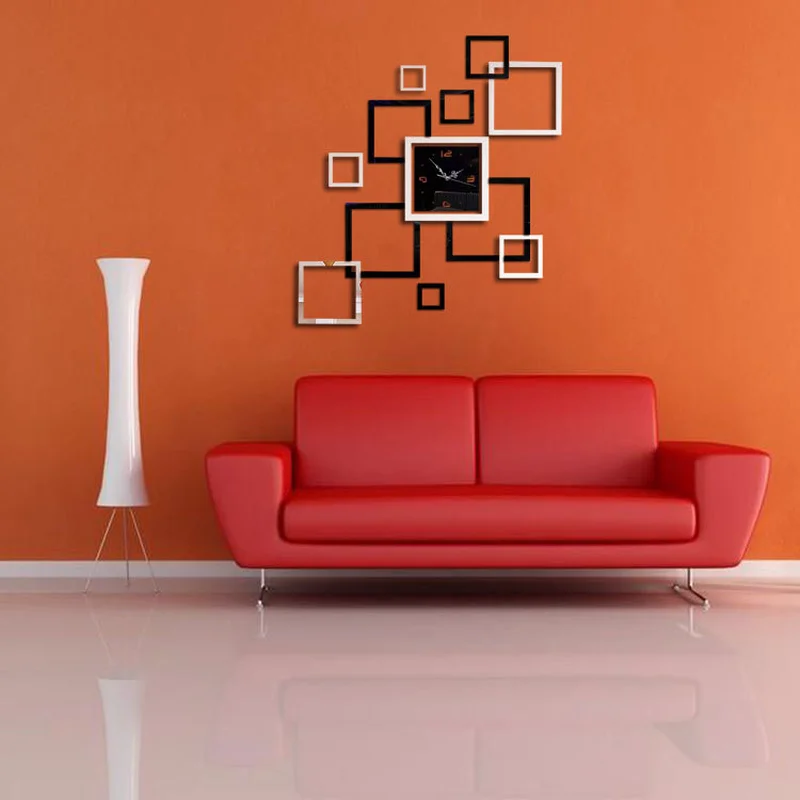 Lovinland De акрил DIY 3D настенная наклейка с зеркальными часами современный дизайн
