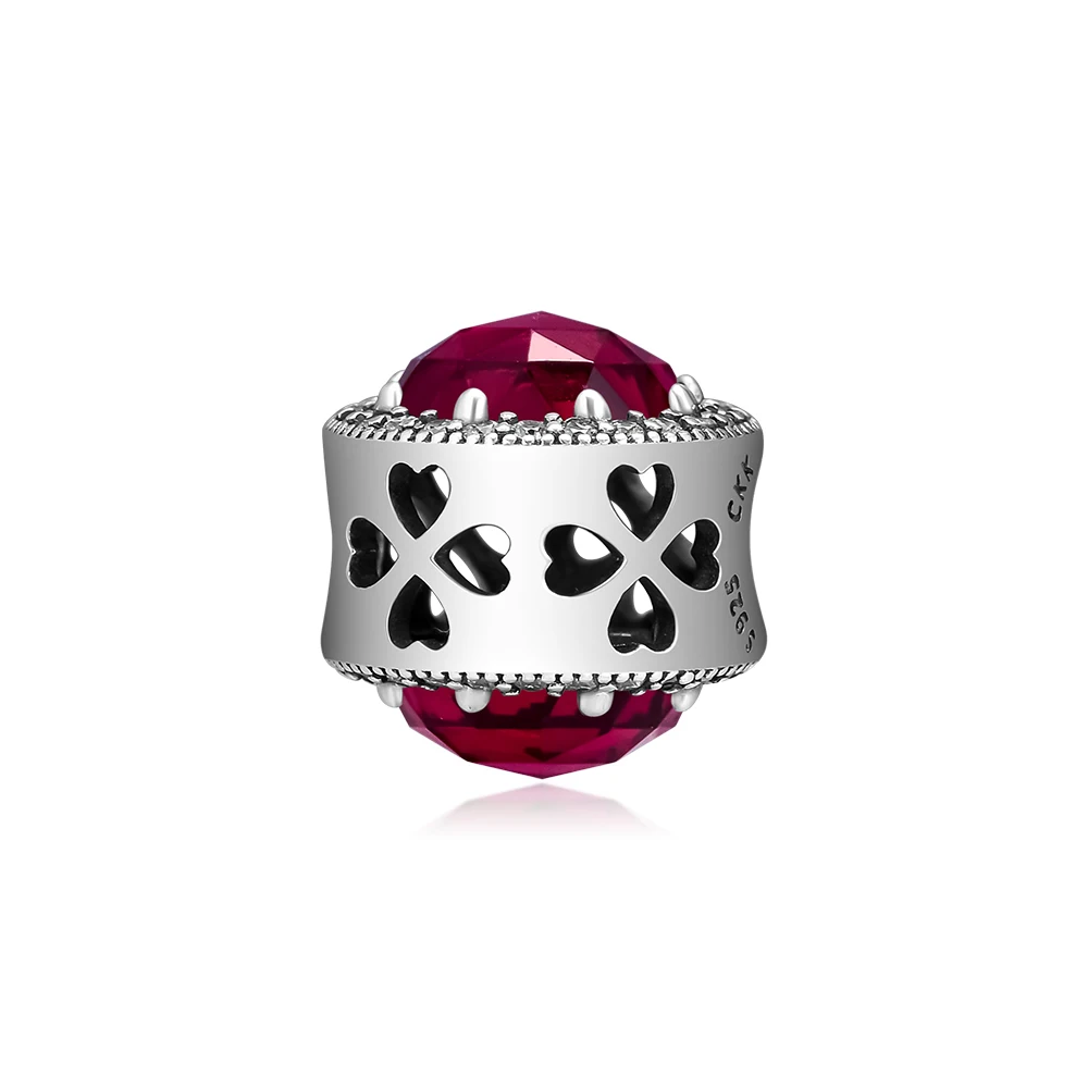 DIY Fits for Pandora Charms Bracelets Radiant Rose Heart Beads with Cerise CZ 100% 925 Sterling-Silver-Jewelry Free Shipping | Украшения и