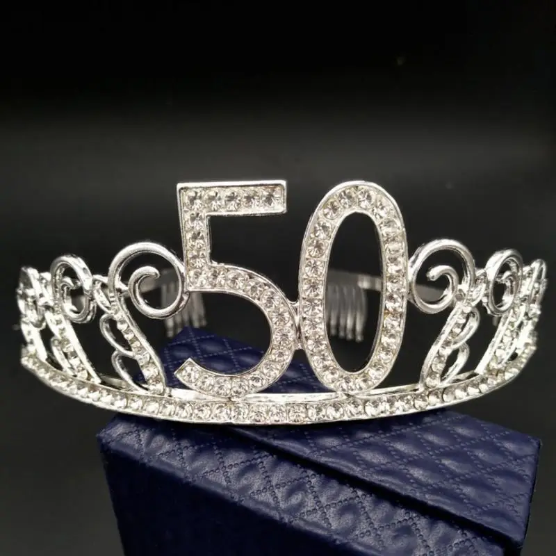 1 шт. креативный красивый 50-й корона принцессы серебряные короны на день рождения торт Топпер счастливый декор для вечеринки в честь Дня Рождения