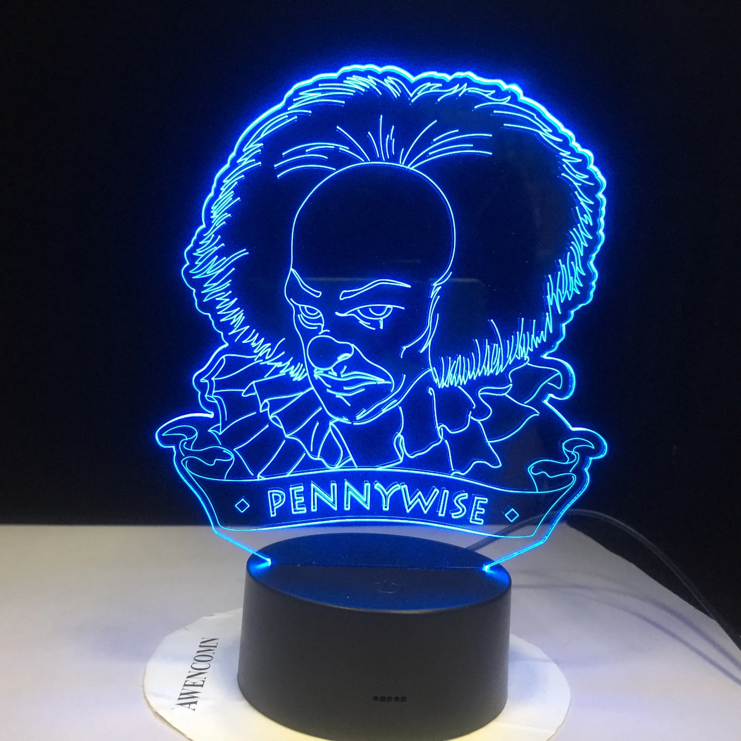 Pennywise 3D Светодиодная Ночная лампа для декора офиса и комнаты Usb на батарейках