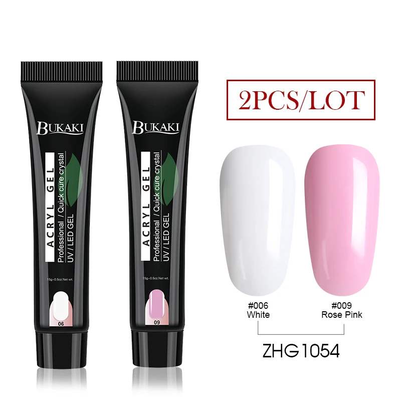 2PCS ZHG1054 BUKAKI Кристальный поли гель прозрачный розовый быстрое строительство УФ гель для ногтей Салон Советы Кисть расширитель замочить от ногтей клей для наращивания - Цвет: 2PCS ZHG1054