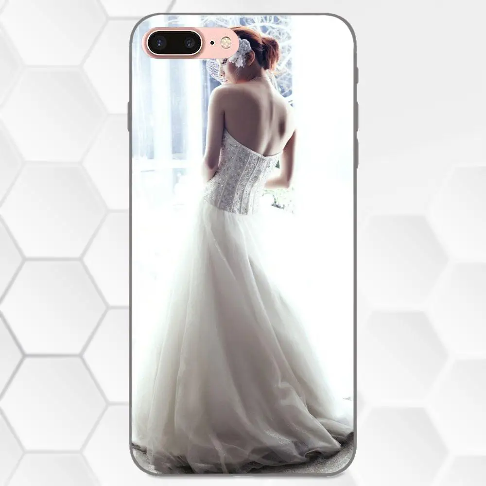 Мягкий чехол для Apple iPhone X XS Max XR 4 4S 5 5S SE 6 6S 7 8 Plus свадебное платье девушки |