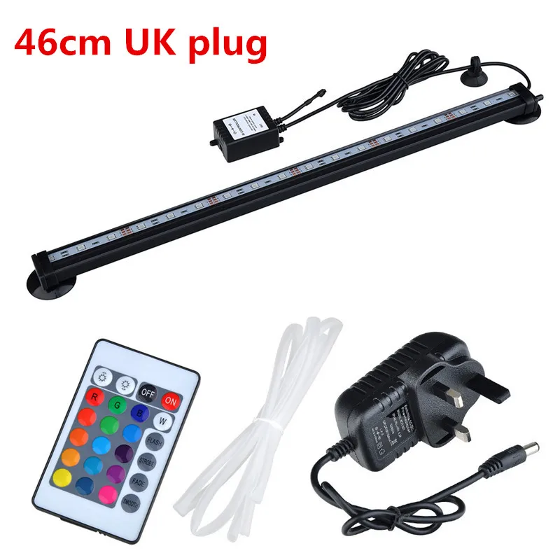 46cm UK plug 16 см 31 см 46 см 5050 RGB воздушный пузырьковый светильник светодиодный светильник для аквариума погружной светильник кислородный для рыб дистанционное управление - Цвет: 46cm UK plug