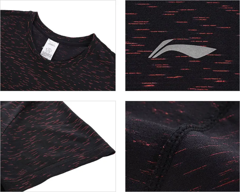 Li-Ning мужские футболки для бега с коротким рукавом, обычная посадка, нейлон, полиэстер, подкладка, спортивная сетка, дышащие футболки ATSP125 MTS3064