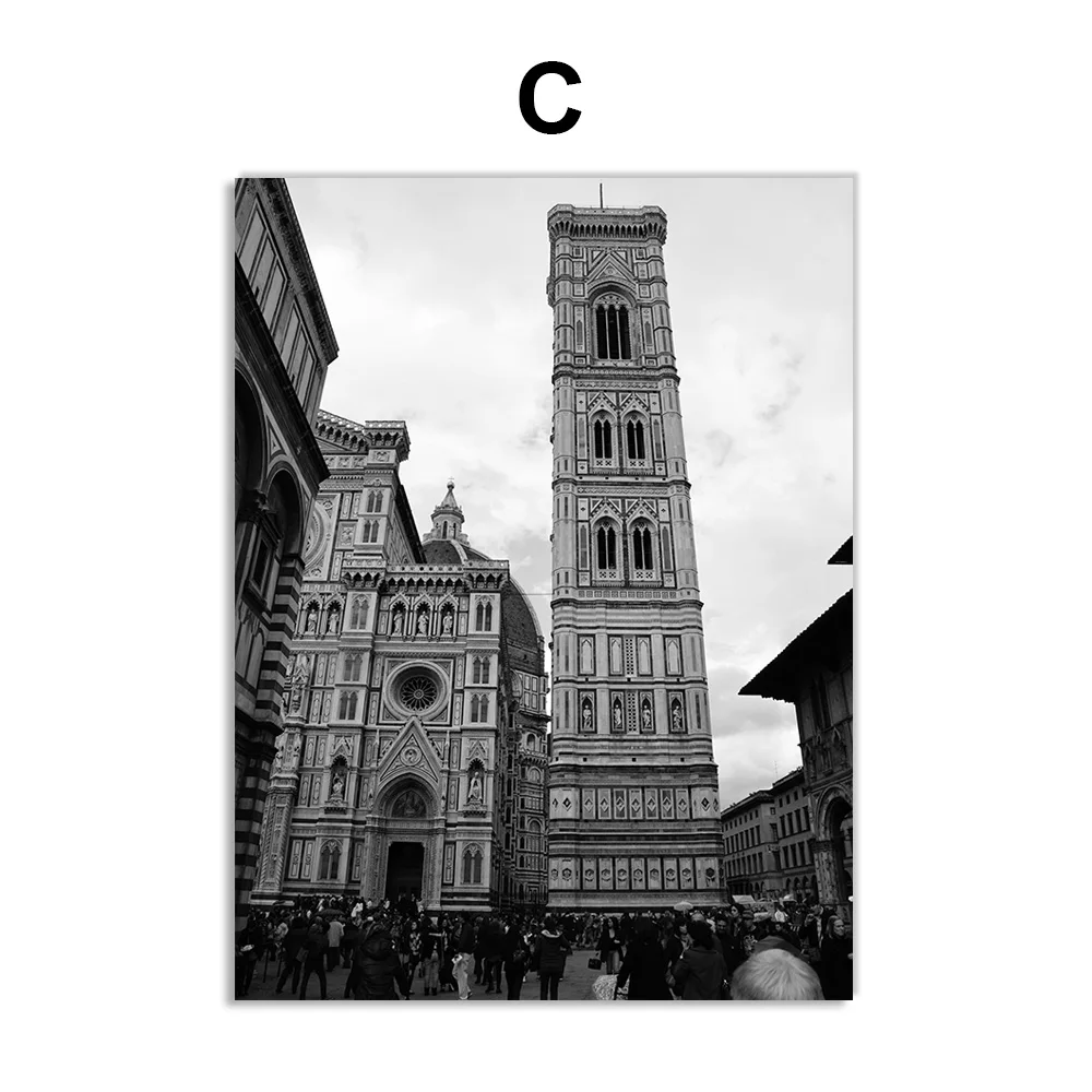 C Италия колизео Pisa Пизанская башня здание скандинавские постеры и принты настенные художественные картины на холсте настенные картины для декора гостиной - Цвет: C