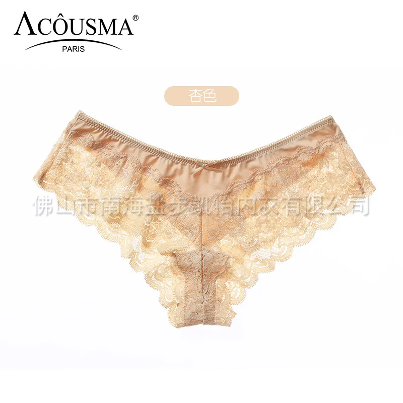 Apricot ACOUSMA белье женское очень тонкий сексуальные G-стринги пизда эротические кружевные трусики трусы женские бесшовные трусы кружево кружевное белье 13 цветов - Цвет: Apricot