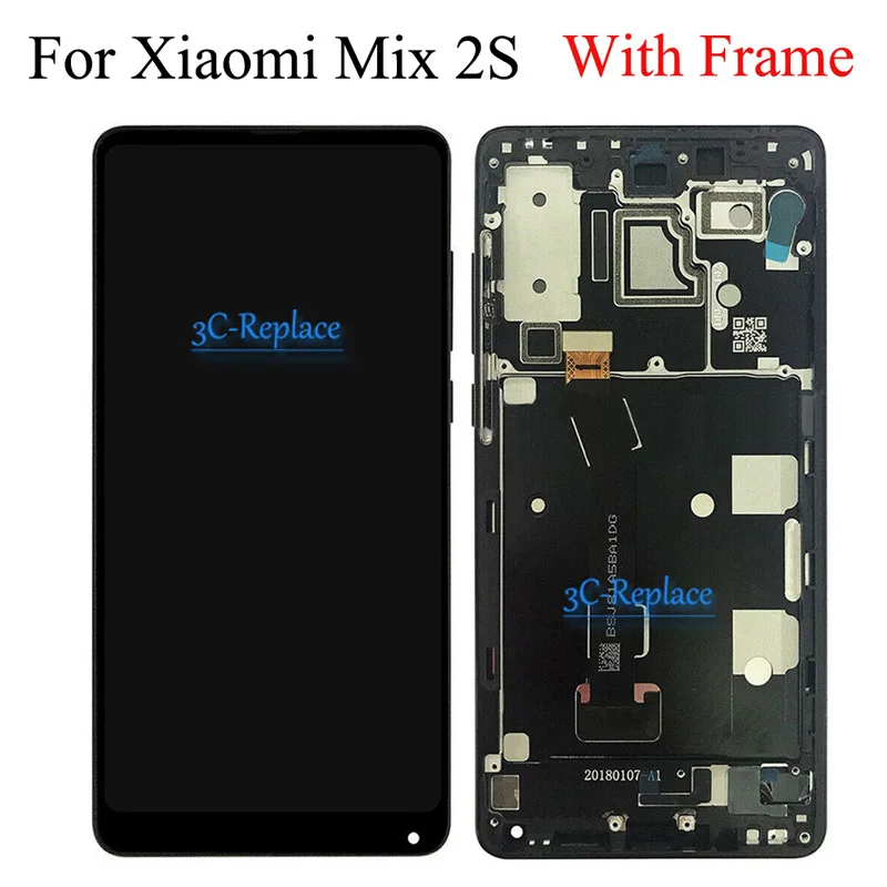 Mix2s and BlackFrame Тест белый/черный для Xiaomi mi x/mi x pro/mi x 2/mi x 2S ЖК-дисплей кодирующий преобразователь сенсорного экрана в сборе с рамкой - Цвет: Mix2s and BlackFrame
