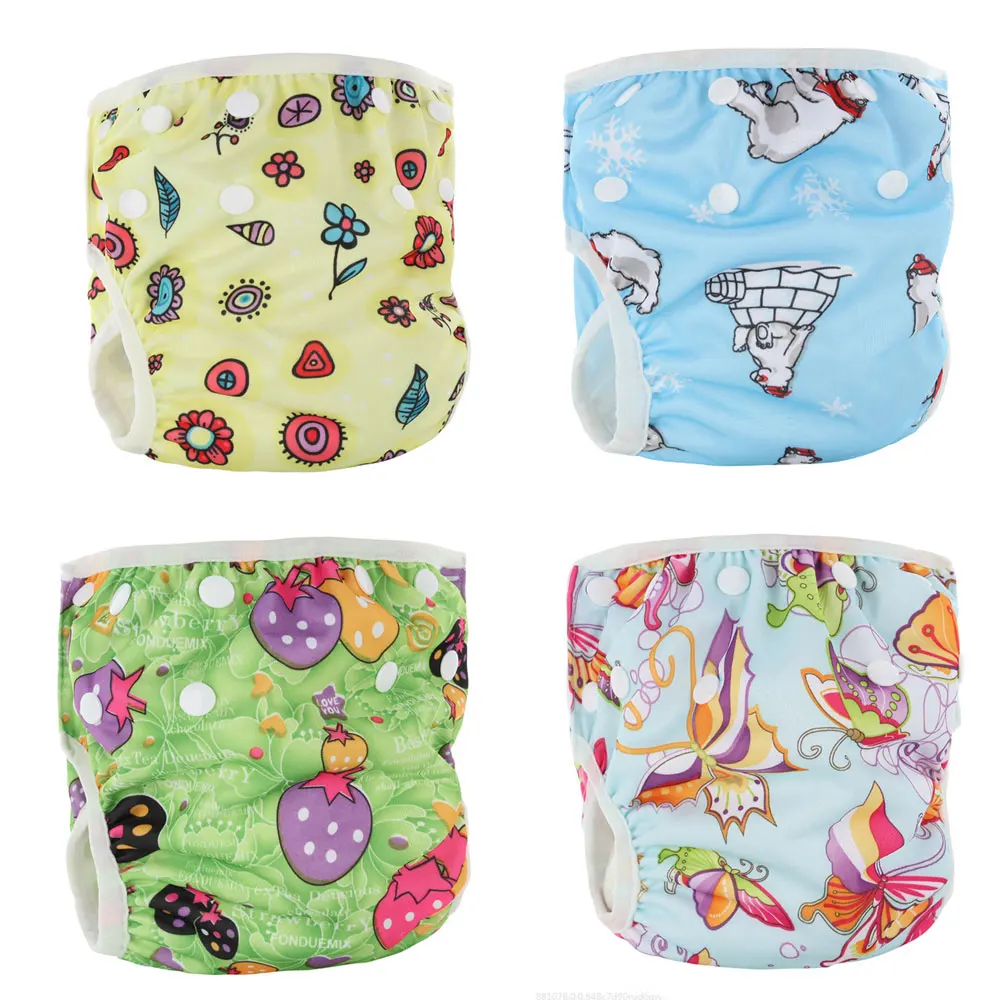 Baby Adjustable Swim Diaper Training Pants Reusable Waterproof Nappy Washable Covers Baby Boy Girl Printed Cloth Diaper Washable