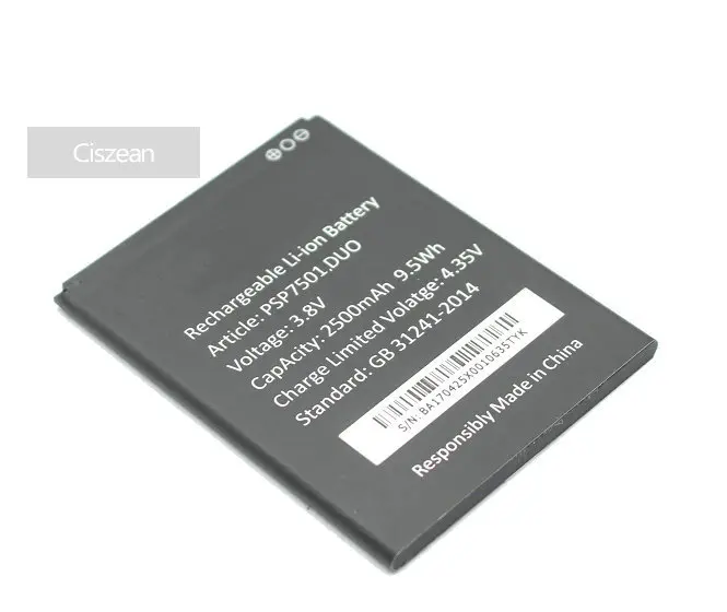 Сменный аккумулятор 10 шт./лот PSP7501 DUO 2500 мАч для смартфона Prestigio Grace R7 PSP 7501 DUO|battery