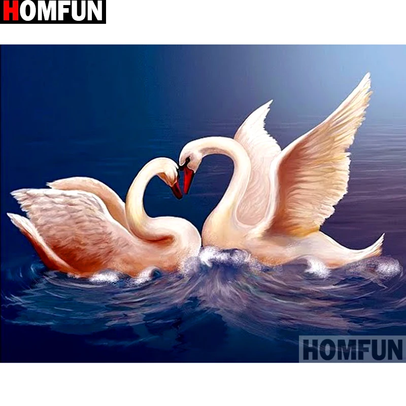 

HOMFUN Full Square/Round Drill 5D DIY Diamond Painting "Animal swan" 3D Embroidery Cross Stitch 5D Home Decor A13354