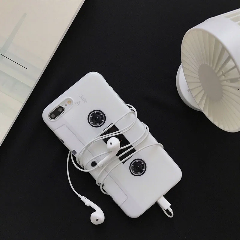 Fashion Music magnetic tape Phone case For iPhone 7 X Retro style soft silicon for 6 6s 8 Plus protective |