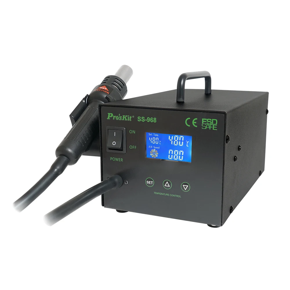 Pro'skit SS-968H ЖК Смарт-станция горячего воздуха паяльная Горячая воздушная пушка точная температура Контролируемая функция автоматического сна и бодрствования