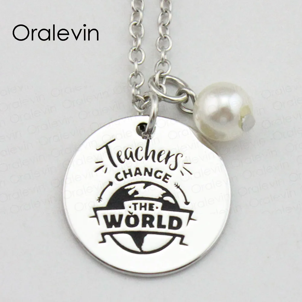 

Учителя меняют мир вдохновляющие руки штампованные гравировки на заказ кулон ожерелье для женщин Подарки Ювелирные Изделия, 10 шт./лот, # LN2098