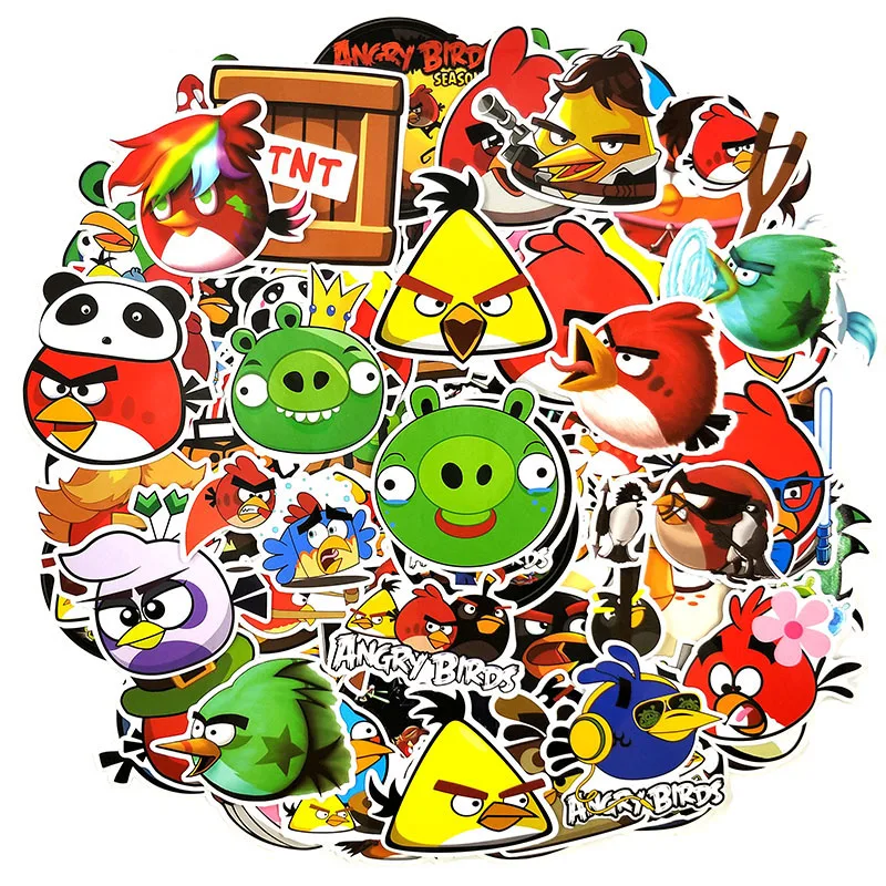 50 шт./упак. «Angry Bird» головоломки игры с рисунком из мультфильмов наклейки для мотоцикла Чемодан ноутбук велосипед скейтборд канцелярские наклейки для гитары