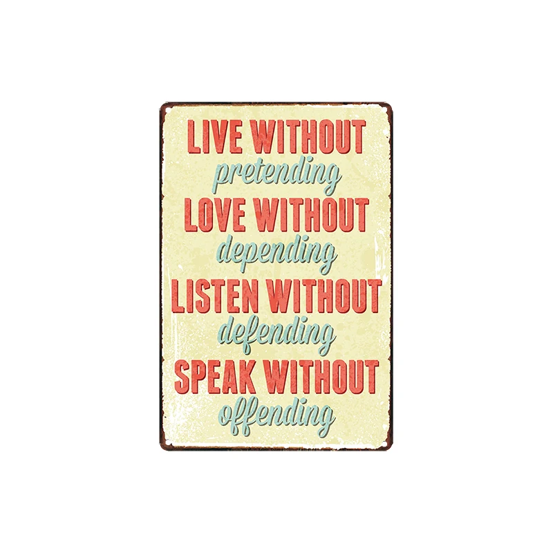 

Live Love Listen Speak Shabby Chic Tin Signs Vintage Kitchen Metal Plates For Wall Bar Home Decoration 30X20CM A-4671