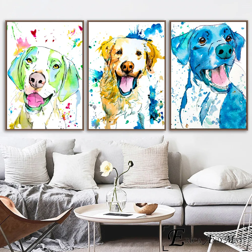

Watercolor Dog Splash Artwork Wall Art Canvas Painting Poster For Home Decor Posters And Prints Unframed Decorative Pictures