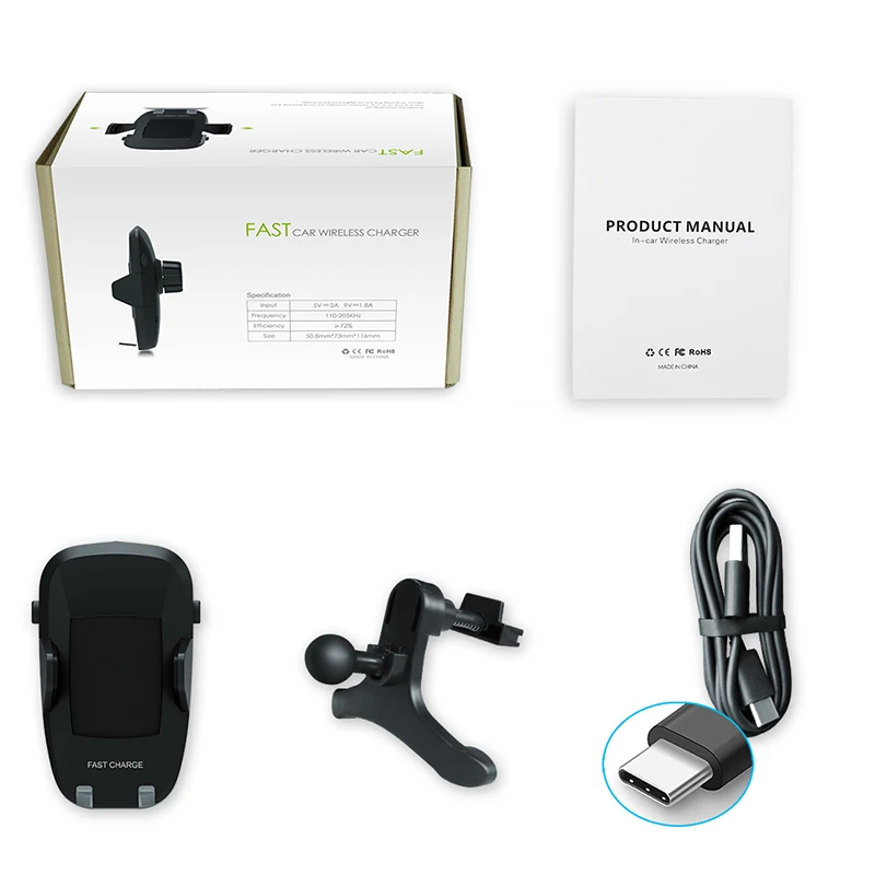 Быстрое беспроводное зарядное устройство Qi автомобильный держатель для
