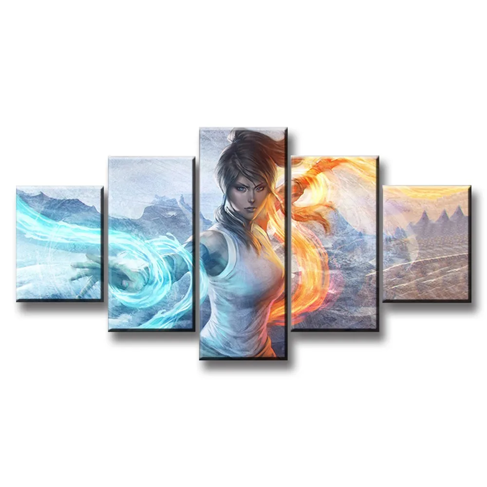 

5 Piece Avatar The Last Airbender Korra Aura Drawing HD Print Canvas Painting Pictures Wall Art Home Decor Cuadros Decoracion