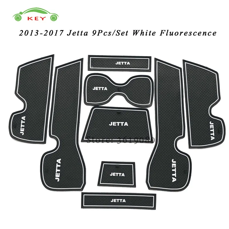 White Fluorescence Коврик для автомобильных ворот для Volkswagen VW Jetta 2013- Противоскользящий дверной коврик резиновая чашка паз коврик Декор авто аксессуары для интерьера - Название цвета: White Fluorescence