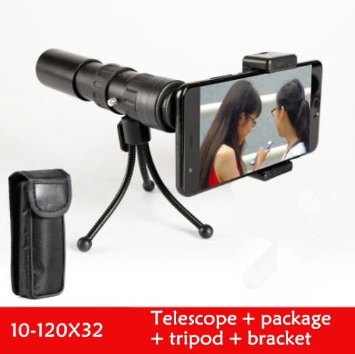 10-120X32 10-300X32 цельнометаллический HD монокуляр Телескопический телескоп фокусировка Мини бинокль точечная фотография для охоты Наблюдение за птицами - Цвет: 10-120X32