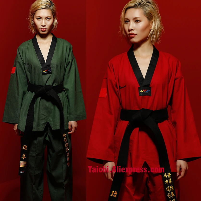 

Martial Arts TKD Tae Kwon Do Korea V-neck Adult Taekwondo Master Uniform for Poomsae & Training,WTF Uniform,160-190cm