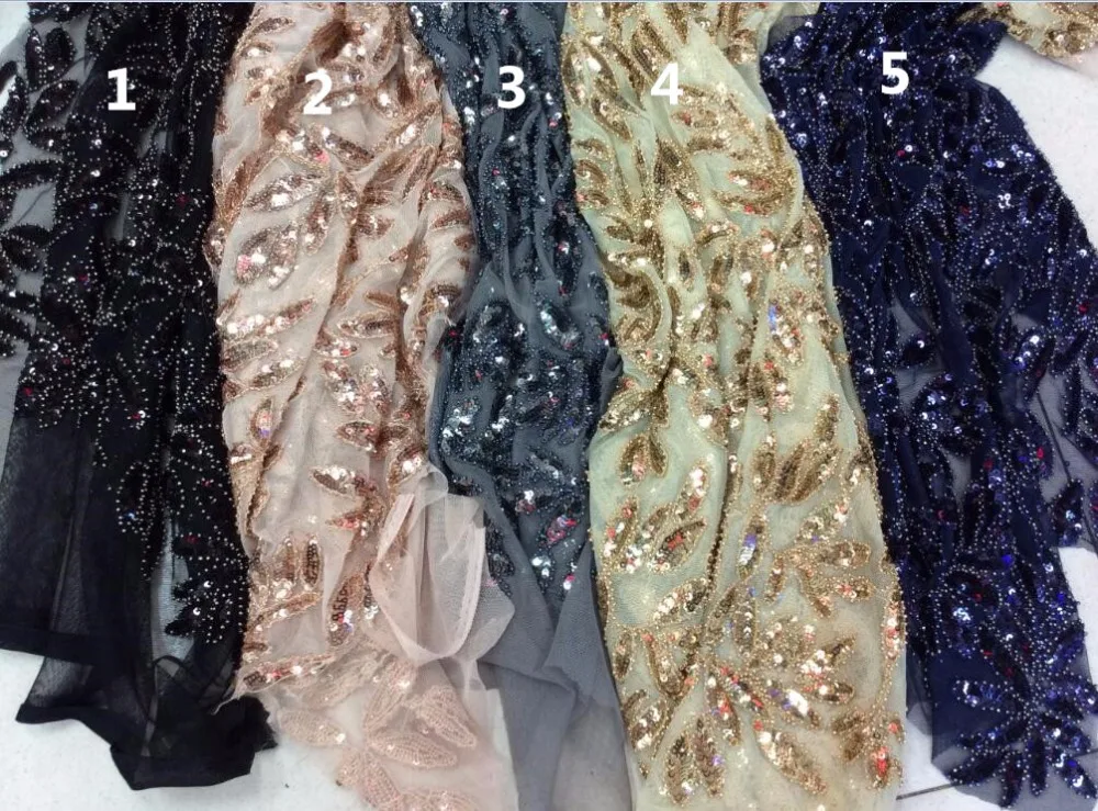 

Popular African Lace Fabric SYJ-33038 For Dress French Net Lace With beads High Quality 5 Yards Embroidered Tulle Lace Fabric